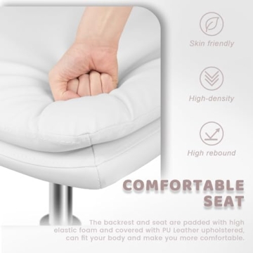 LEMBERI PU Leather Armless Office Chair Wide Swivel Rocking