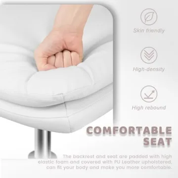 LEMBERI PU Leather Armless Office Chair Wide Swivel Rocking