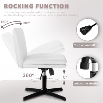 LEMBERI PU Leather Armless Office Chair Wide Swivel Rocking