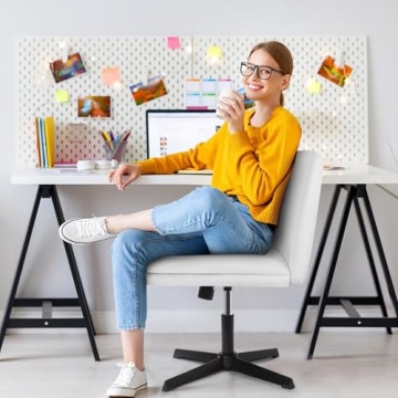 LEMBERI PU Leather Armless Office Chair Wide Swivel Rocking