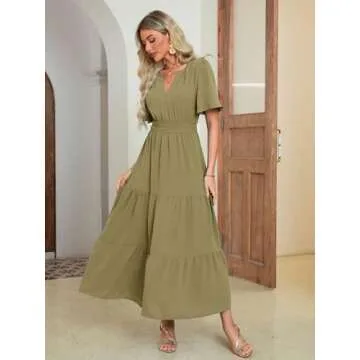 Amegoya Women's Boho Maxi Dress for Summer Style
