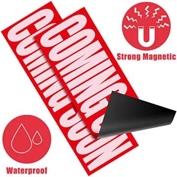 TOODOO 2 Pcs Coming Soon Sign Rider Reusable Magnetic Coming Soon Sign 11.81 x 3.94 Inch Real Estate Rider Coming Soon Sign Magnetic Coming Soon Sign for Real Estate