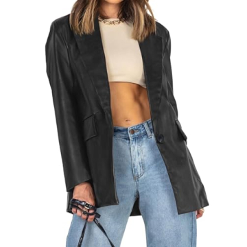 Stylish Oversized Faux Leather Blazer for Effortless Chic
