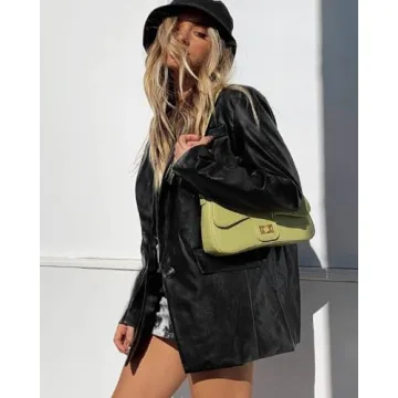 Chic Pepochic Womens Faux Leather Blazer for Stylish Days