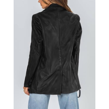 Chic Pepochic Womens Faux Leather Blazer for Stylish Days