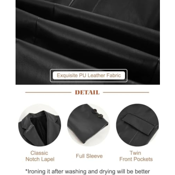 Chic Pepochic Womens Faux Leather Blazer for Stylish Days