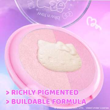 wet n wild Hello Kitty Highlighter Trio, Multi-Dimensional Glow with Iridescent Pearls, Silky-Smooth...