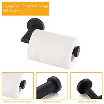 KES Toilet Paper Holder Bathroom Toilet Tissue Paper Roll Holder SUS304 Stainless Steel Rust Proof Wall Mount Matt Black, A22070-BK