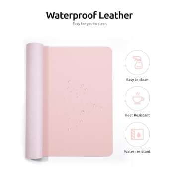 YSAGi Leather Desk Pad Protector, Office Desk Mat, Large Mouse Pad, Non-Slip PU Leather Desk Blotter, Laptop Desk Pad, Waterproof Desk Writing Pad for Office and Home (Light Pink, 35.4" x 17")