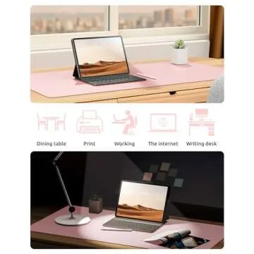 YSAGi Leather Desk Pad Protector, Office Desk Mat, Large Mouse Pad, Non-Slip PU Leather Desk Blotter, Laptop Desk Pad, Waterproof Desk Writing Pad for Office and Home (Light Pink, 35.4" x 17")