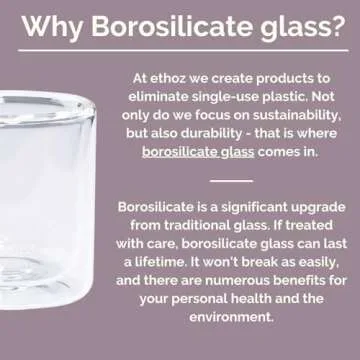 Ethoz® Double Walled Glass Tumblers – Insulated Borosilicate Cups, 8 fl.oz (Set of 2), Ideal for Coffee, Tea, Whiskey, Matcha | Elegant & Durable Design, Perfect for Holiday Gifts!