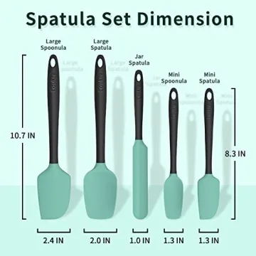 Silicone Spatula Set of 5,High Temperature Resistant, Food Grade Silicone, Dishwasher Safe, for Baking, Cooking (Aqua Green)