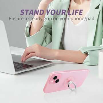 Jsoerpay Cell Phone Ring Holder, Transparent 360°Rotation Finger Ring for Phone, Clear Phone Ring Finger Kickstand Compatible with Most of Phones, Tablet and Case, (2 Silver+2 Black)