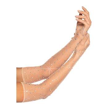 Leg Avenue womens Rhinestone Fishnet Long Gloves Costume Accessories, Nude, One Size US
