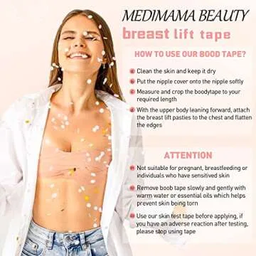 Medimama Boob Tape Breast Lift Tape Adhesive Bra Nipple Covers for Women,Big Bust Friendly Push Up Strong Support…
