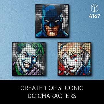 LEGO Art Jim Lee Batman Collection 31205 Building Blocks - Superhero Canvas Wall Decor with Joker, H...