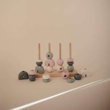 Mushie Wooden Multi Shape Stacker - Montessori Toy for Kids