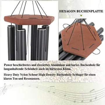 44” Large Wind Chimes Outdoor Deep Tone Gifts & Decor