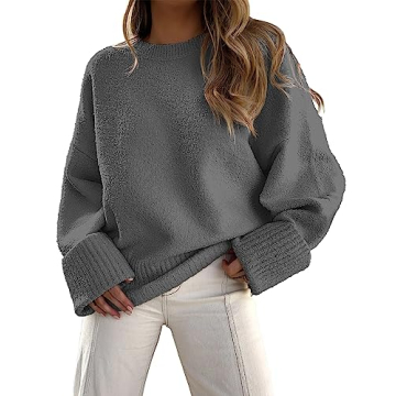 ANRABESS Women's Plush Knit Pullover Sweater - Cozy and Versatile Casual Style