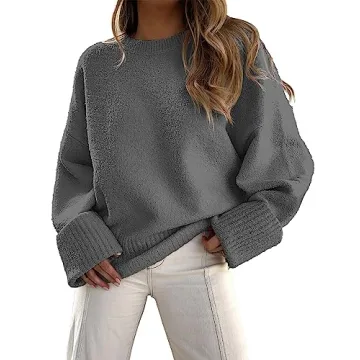 ANRABESS Women's Plush Knit Pullover Sweater - Cozy and Versatile Casual Style