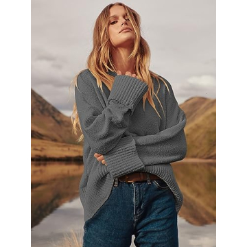 ANRABESS Women's Oversized Fuzzy Knit Sweater - Trendy & Cozy