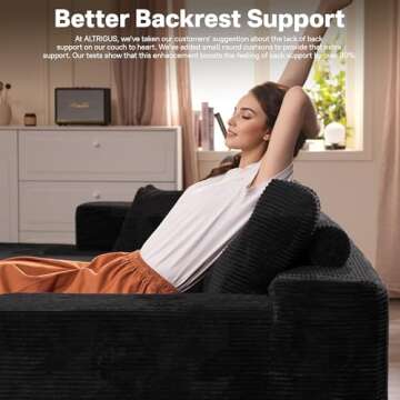 ALTRIGUS 104" Cloudy Sectional L Shaped Couch for Living Room, No Assembly Required, Modular Comfy Sofa with Deep Seat, Fluffy Couch with Sleeper Chaise for Apartment Lounge (Black)