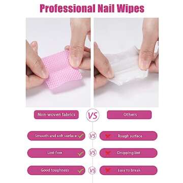 TEOYALL Lint Free Nail Wipes, 400 PCS Non-Woven Fabric Nail Cleaning Pads Pink Lash Extensions Glue Cleaning Wipes Nail Salon Supplies (400 PCS)