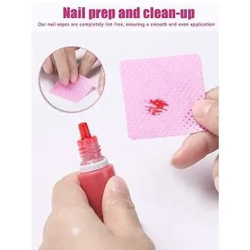 TEOYALL Lint Free Nail Wipes, 400 PCS Non-Woven Fabric Nail Cleaning Pads Pink Lash Extensions Glue Cleaning Wipes Nail Salon Supplies (400 PCS)