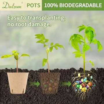 Dalzom® 60Pcs 3.1” Peat Pots with 60Pcs Plant Labels, Biodegradable Pots for Seedlings with Drainage Holes, Garden Plant Nursery Pots Seed Starting Trays