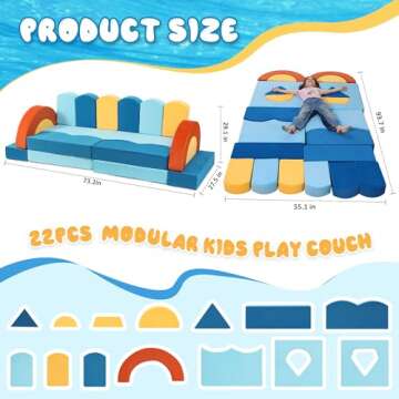 Erament 22Pcs Ocean Theme Modular Kids Play Couch - Inspiring Creativity & Imagination