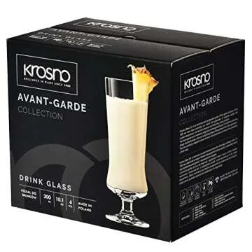 Krosno Pina Colada Cocktail Glasses Set of 6, 10.1 oz