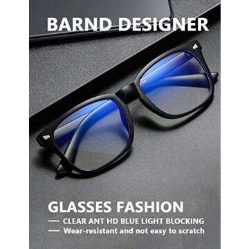 Clear Ant Blue Light Blocking Glasses - Stylish Nerd Frame for Screen Protection (5 Colors)