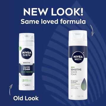 NIVEA MEN Sensitive Shave Foam with Vitamin E and Chamomile and Witch Hazel Extracts, Alcohol Free S...