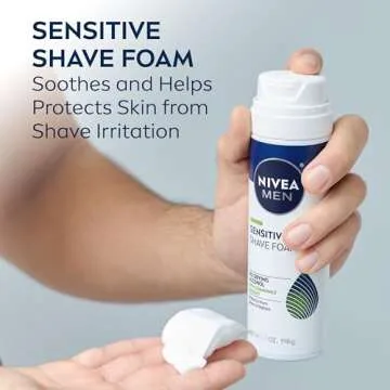 NIVEA MEN Sensitive Shave Foam with Vitamin E and Chamomile and Witch Hazel Extracts, Alcohol Free Shaving Foam for Men Protects and Comforts Sensitive Skin, 7 Oz Can