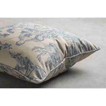 Maison d' Hermine Decorative Cushion Cover 100% Cotton 20"x20" Throw Couch Cover Washable Square Pillowcases with Invisible Zipper for Sofa, Couch, Bedroom, The Miller - Blue - Spring/Summer