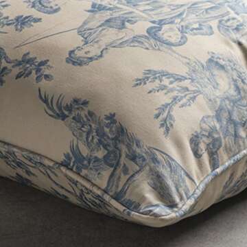 Maison d' Hermine Decorative Cushion Cover 100% Cotton 20"x20" Throw Couch Cover Washable Square Pillowcases with Invisible Zipper for Sofa, Couch, Bedroom, The Miller - Blue - Spring/Summer