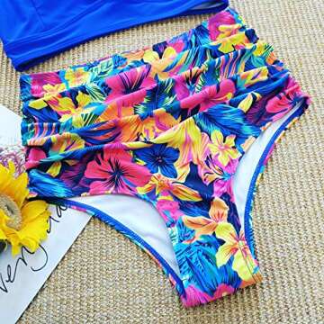 SPORLIKE Women's Ruffle High Waist Bikini - Tropical Design