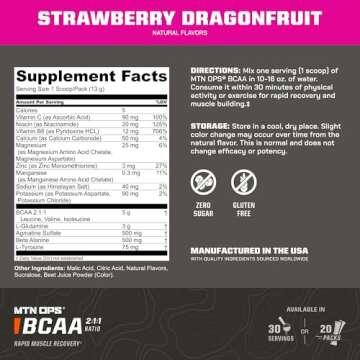 MTN OPS BCAA 2:1:1 Amino Acids Supplement Powder for Rapid Muscle Recovery & Repair with Zero Sugar ...