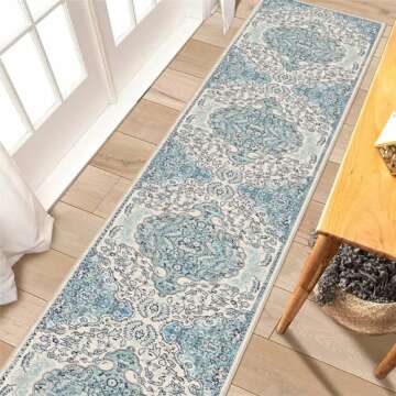 Worxvell 2x10 Hallway Runner Rug - Kitchen Runner Rug Washable Non Slip Runners, Vintage Non Skid Throw Long Hallways Runner Rugs with Rubber Backing Carpet for Living Room Bedroom