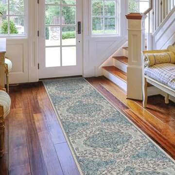 Worxvell 2x10 Hallway Runner Rug - Kitchen Runner Rug Washable Non Slip Runners, Vintage Non Skid Throw Long Hallways Runner Rugs with Rubber Backing Carpet for Living Room Bedroom