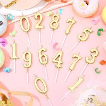28 PCS Number Birthday Candles Champagne Number Candles Cake Candles for 1st Birthday to 18th Birthday Decoration, Wedding Anniversary, Party Celebration, Baby Showers (Champagne)