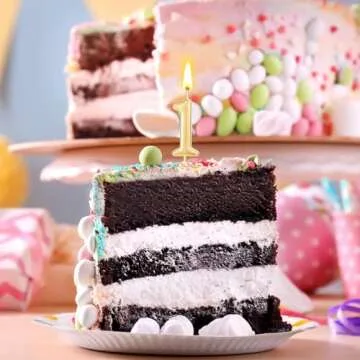 28 PCS Number Birthday Candles Champagne Number Candles Cake Candles for 1st Birthday to 18th Birthday Decoration, Wedding Anniversary, Party Celebration, Baby Showers (Champagne)