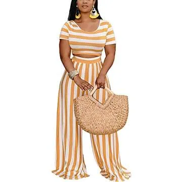 BFFBABY 2 Piece Outfits for Women Sexy Backless Short Sleeve Crop Top High Waist Wide Leg Long Pant Sets Tracksuit Sport Set