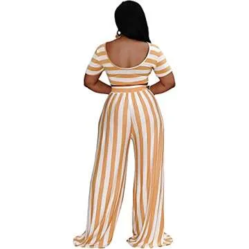BFFBABY 2 Piece Outfits for Women Sexy Backless Short Sleeve Crop Top High Waist Wide Leg Long Pant Sets Tracksuit Sport Set