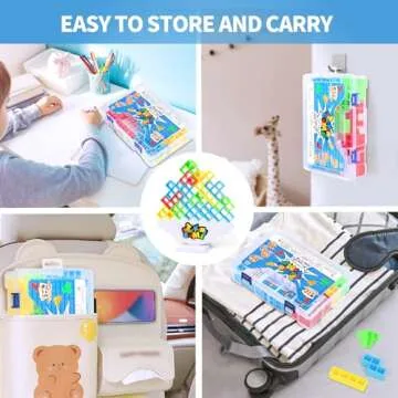 BBnote 48PCS Stack Attack Game for Adult & Kids, Tetra Board Tower Games for Family Travel Party, 2 Players Balance Stacking Toy, Team Toys Building Block