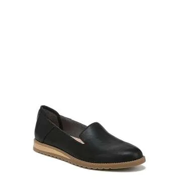Dr. Scholl's Shoes Women's Jetset Slip On Wedge Loafer, Black Smooth, 8.5