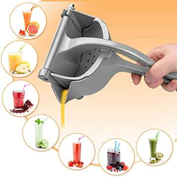 Automoness Manual Juicer, Single Press Lemon Juice Squeezer, Heavy Duty Aluminum Alloy Citrus Lemon Juicer Hand Press With Seed Filter, Hand Held Lemon Lime, Pomegranates,Orange, Apple Juicer