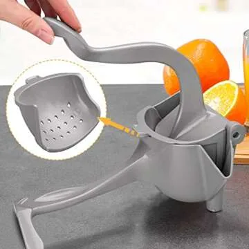 Automoness Manual Juicer, Single Press Lemon Juice Squeezer, Heavy Duty Aluminum Alloy Citrus Lemon Juicer Hand Press With Seed Filter, Hand Held Lemon Lime, Pomegranates,Orange, Apple Juicer
