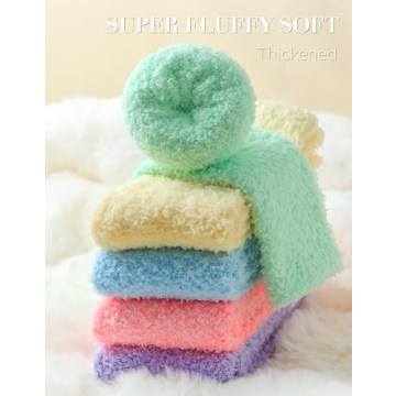 TEHOOK Fuzzy Socks for Women, Warm Soft Fluffy Socks Thick Cozy Plush Sock Winter Christmas Socks for Women Christmas Stocking Stuffers Gifts