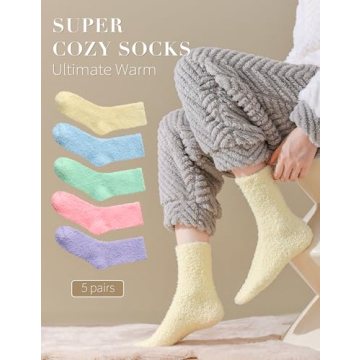 TEHOOK Fuzzy Socks for Women, Warm Soft Fluffy Socks Thick Cozy Plush Sock Winter Christmas Socks for Women Christmas Stocking Stuffers Gifts
